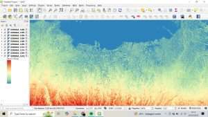 Hasil Visualisasi Data Digital Elevation Model (DEMNAS) di QGIS Setelah Diunduh dari Ina-Geoportal BIG