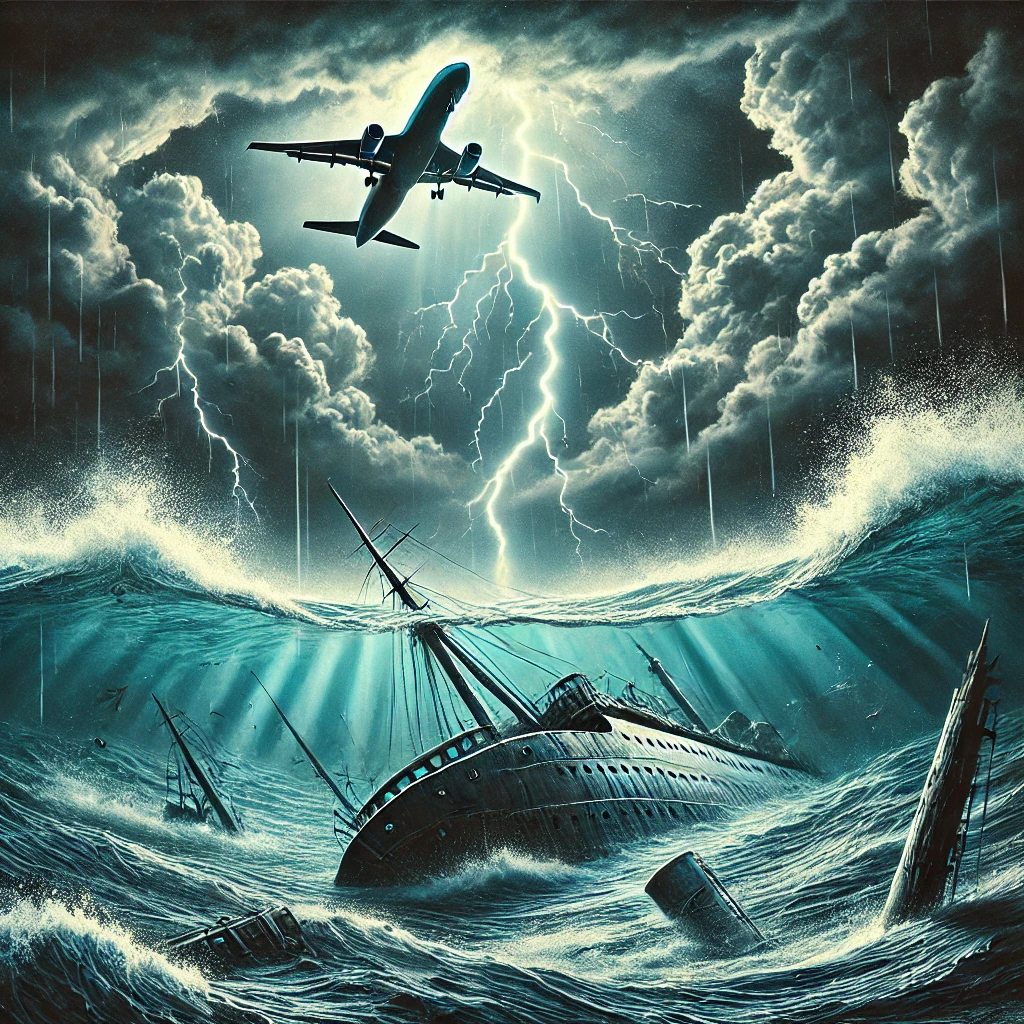Ilustrasi badai di laut | sumber: AI-generated image by ChatGPT, OpenAI